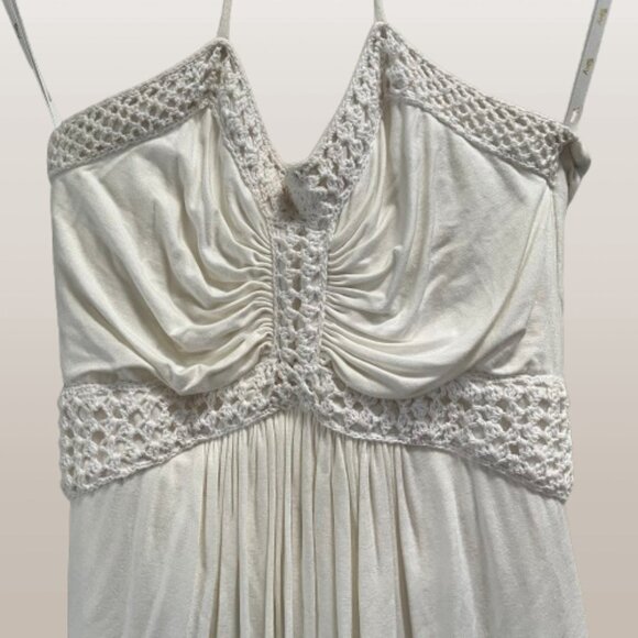 Sky Women's Crochet in Chalk Cream Halter Tie Neck Top NEW Small - Picture 1 of 4